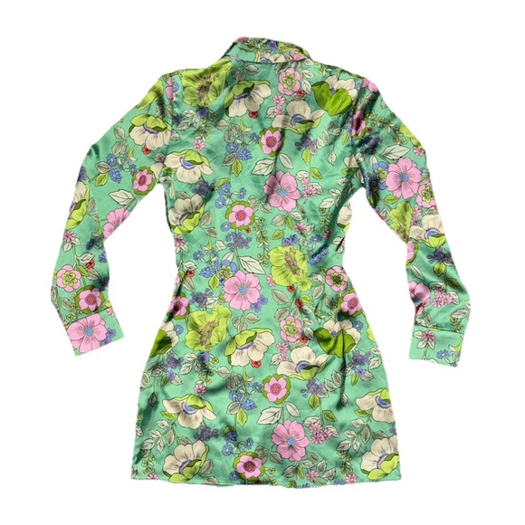 Zara Floral Mini Dress - Green and Pink - Picture 4 of 4